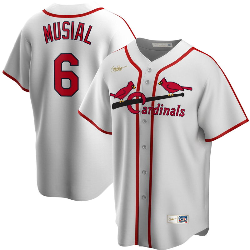 2020 MLB Men St. Louis Cardinals 6 Stan Musial Nike White Home Cooperstown Collection Player Jersey 1